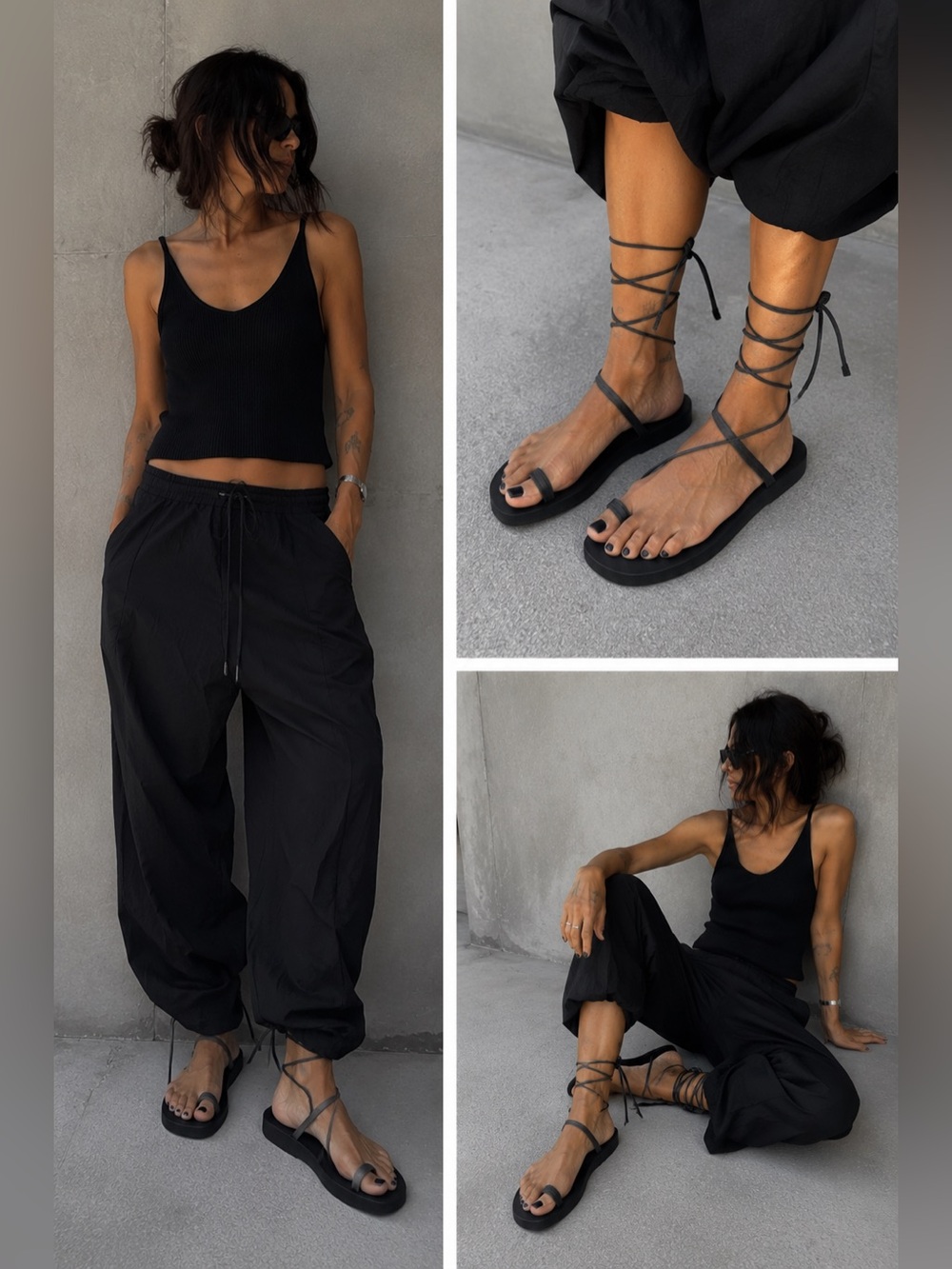 Reef Black Lace Up Gladiator Sandals Wrap Strappy Toe Loop Size 8
